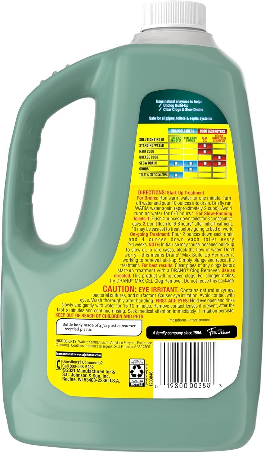 Drano Max Build Up Remover Drain Cleaner, Enzymes & Probiotics Prevents Clogs &