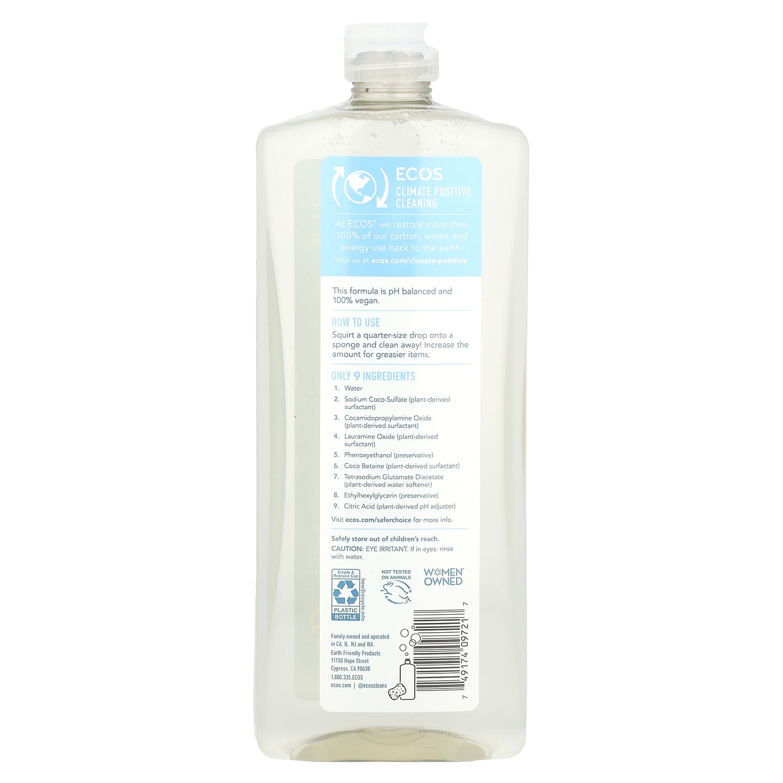 ECOS®, Plant Powered Dish Soap, Free & Clear, 25 fl oz (739 ml)