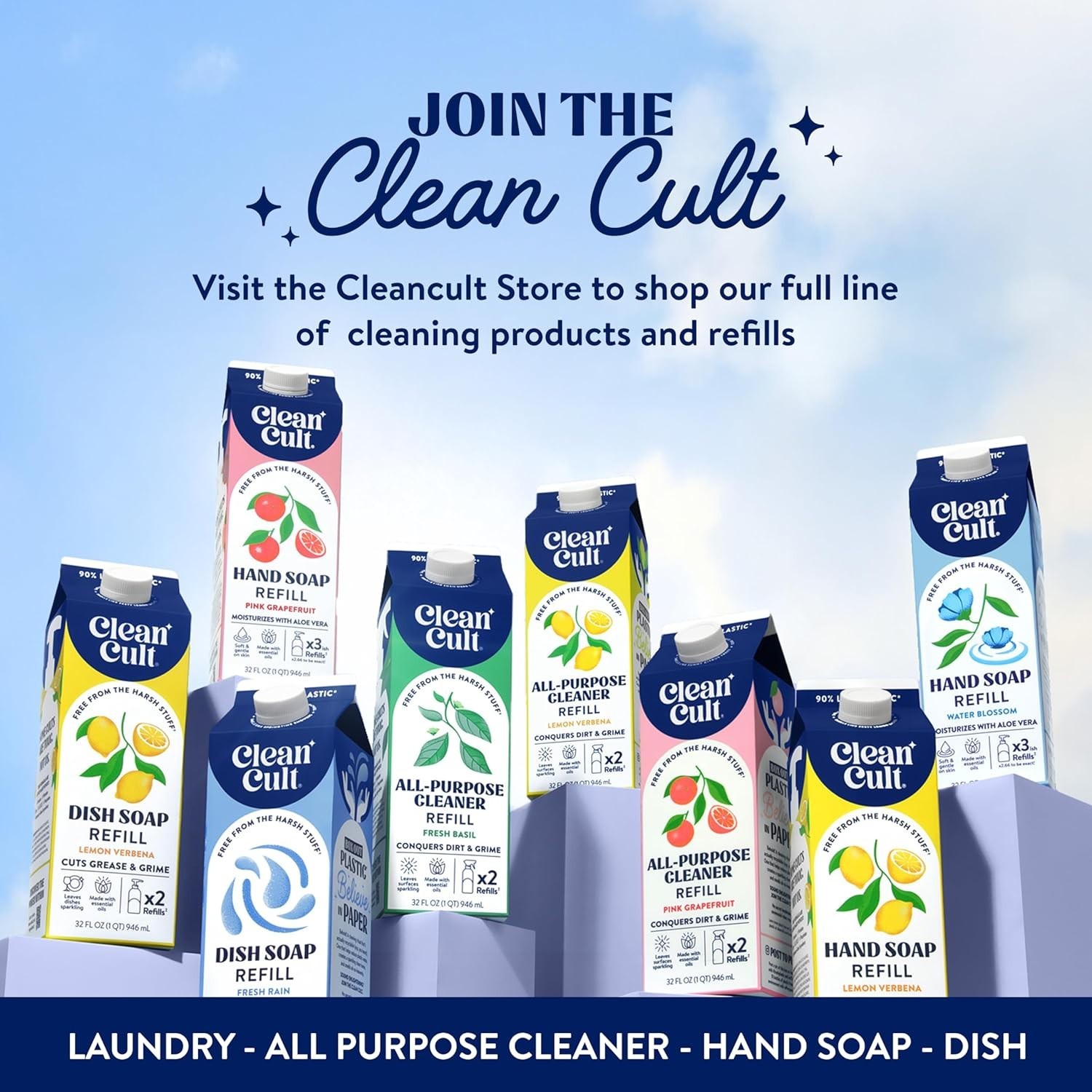 Cleancult Dish Soap Liquid Refill (32oz, 1 Pack) – Plant Based Cleaning Power –