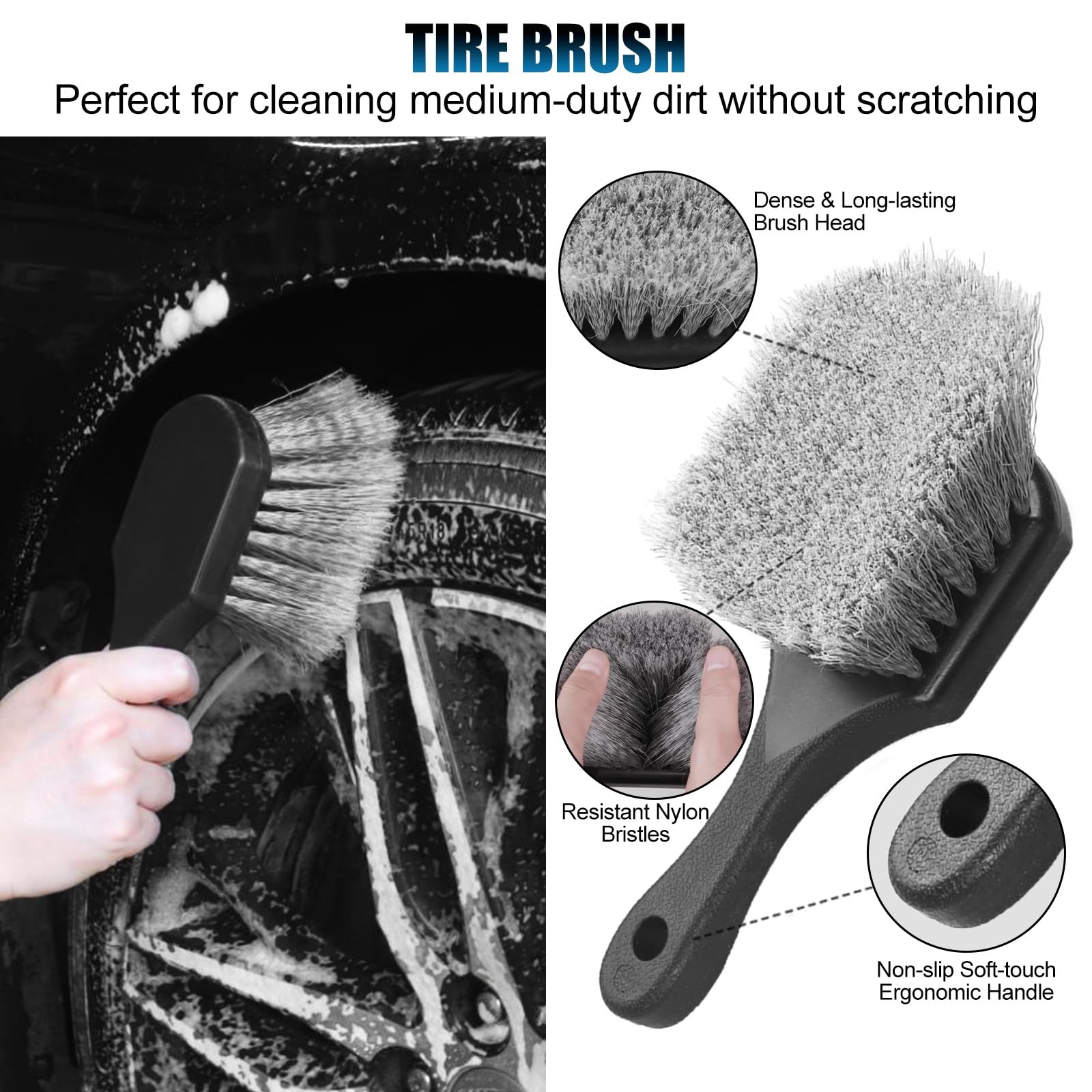 8Pcs Wheel Brush, Tire Brush, Wheel Cleaner Brush Set – 2 Soft Wheel Cleaning…