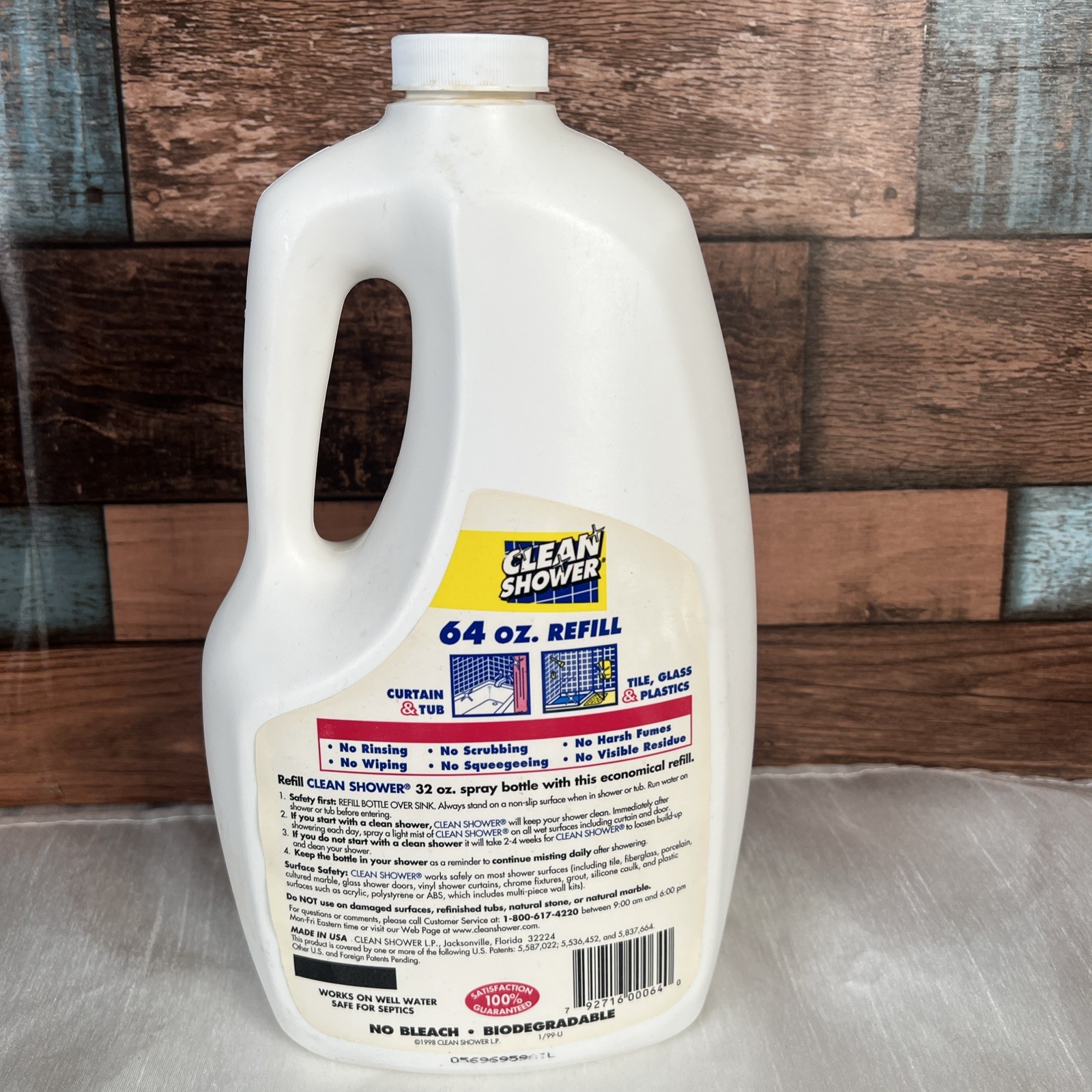 Vintage 1998 NOS Clean Shower 64oz Refill Jug -USA –