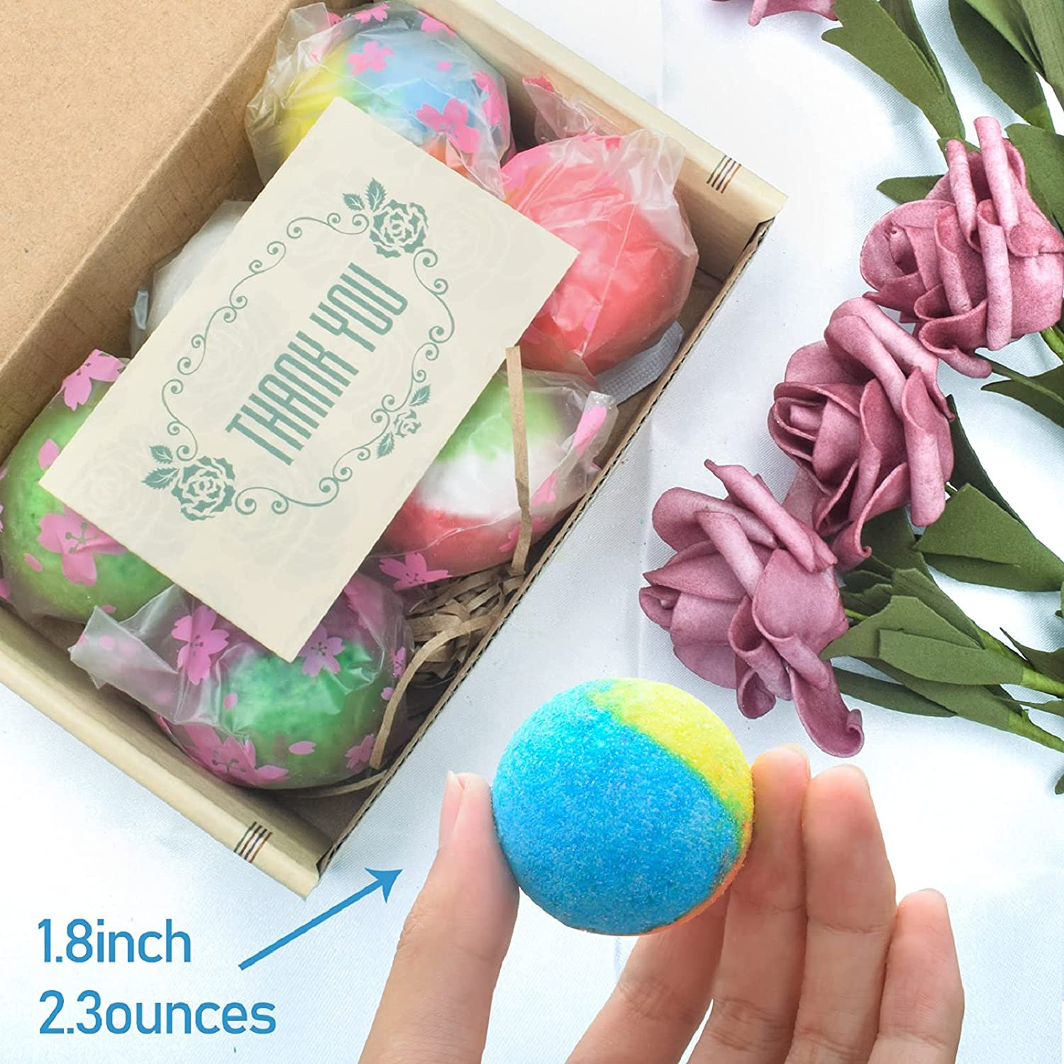 Organic Bath Bombs Gift Set, 24 Handmade Fizzies Rich in Essential Oil, Moisturi