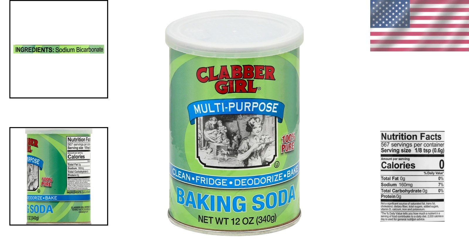 Clabber Girl 12 Ounce Baking Soda – Pure Sodium Bicarbonate, Safe & Versatile