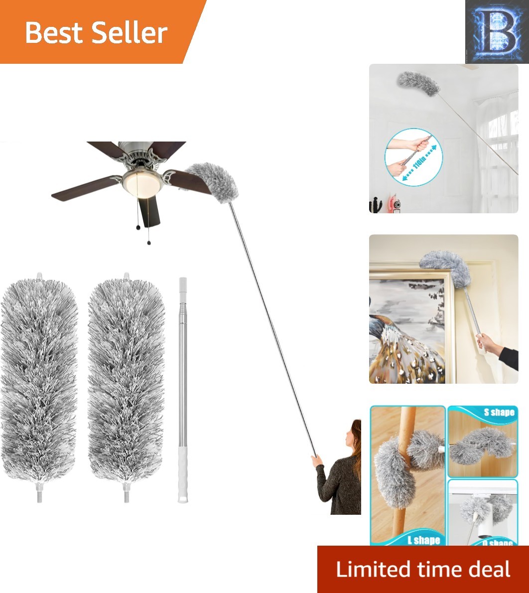 Versatile 110-Inch Feather Duster – Perfect for Cleaning Fans, Blinds & Ceilings