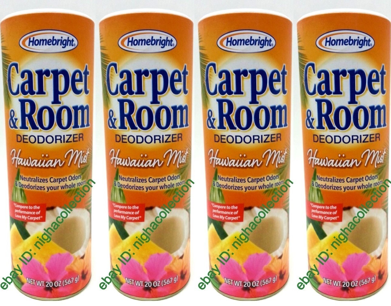 LOT 4 x H.Bright Carpet & Room Deodorizer HAWAIIAN MIST 20 Oz Each SEALED