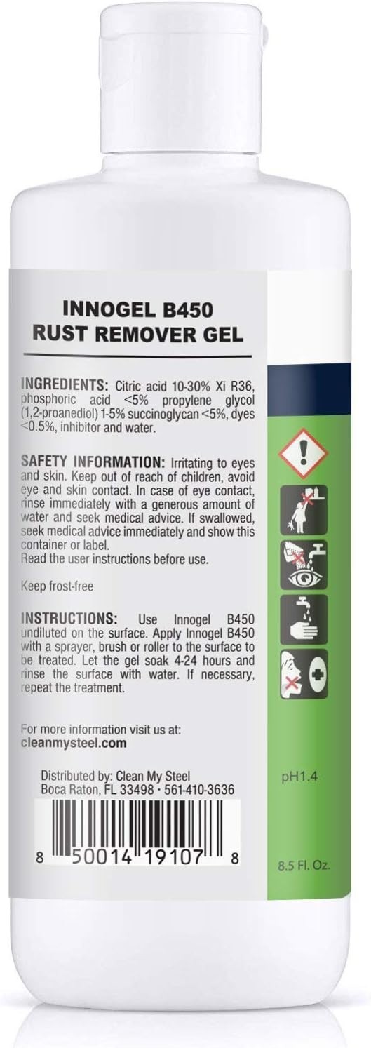 Heavy-Duty Rust Remover Gel for Stainless Steel – No Scrubbing Required, 8.5oz