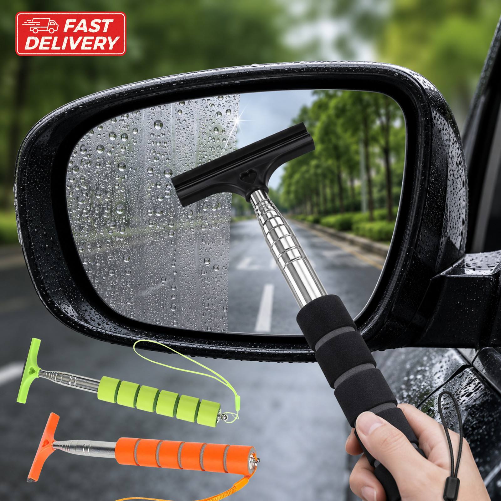 Car Rearview Mirror Wiper Cleaning Tool Auto Glass Mist Cleaner Scraper Car Gift