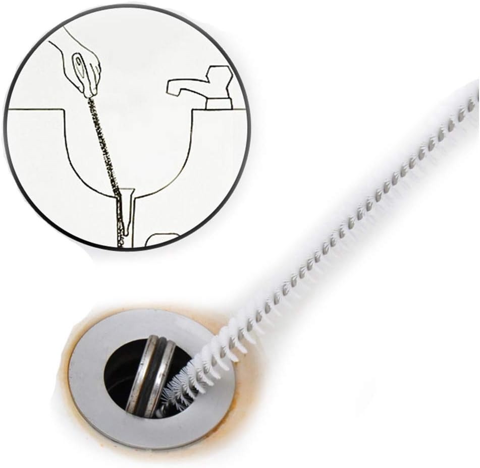 Durable Sink Drain Cleaning Brush – 17.7″ Plastic Tool with Spiral Bristles