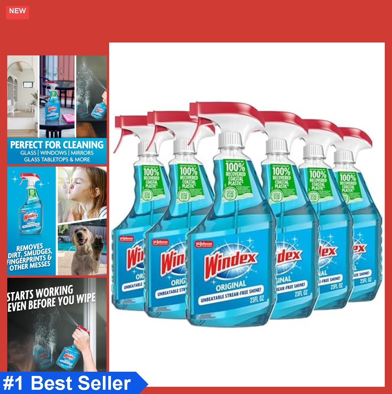 Glass and Window Cleaner 23 oz Pack of 6 Ammonia Free Streak Free Spray