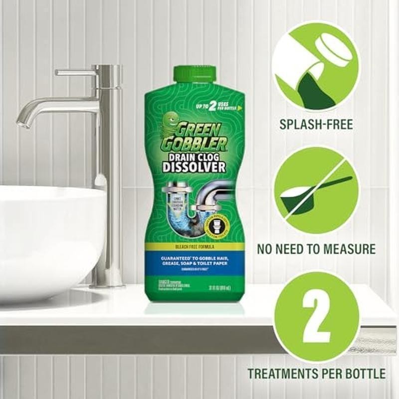 Hair Drain Clog Remover Liquid Pipe Cleaner Septic Safe 6-in-1 Formula Odorless
