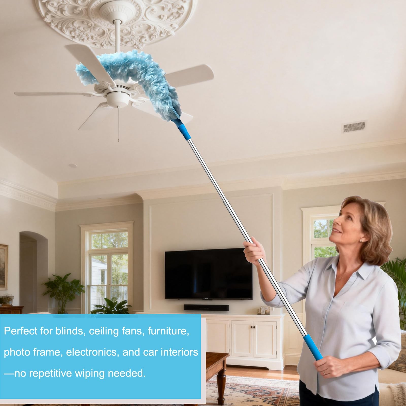 100 Inch Extended Handle Duster Heavy Duty Dusting 360° Duster Refills Kit, M…