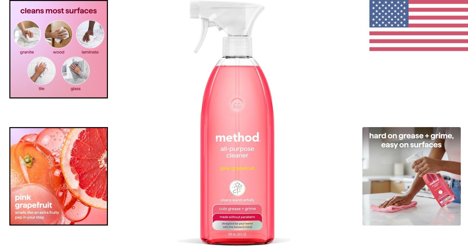 28 oz Method All-Purpose Cleaner – Cuts Grease with Fresh Grapefruit Scent