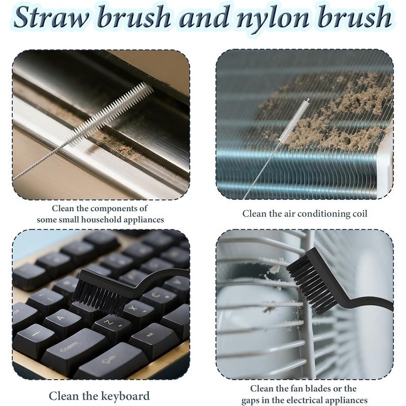 15 Piece Crevice Cleaning Brush Set Ergonomic Gap Tools Kitchen Bathroom Vehicle