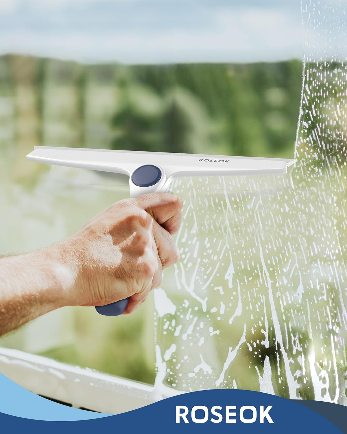 Shower Squeegee, Silicone Squeegee for Glass Doors with Hook | for Bathroom, Win