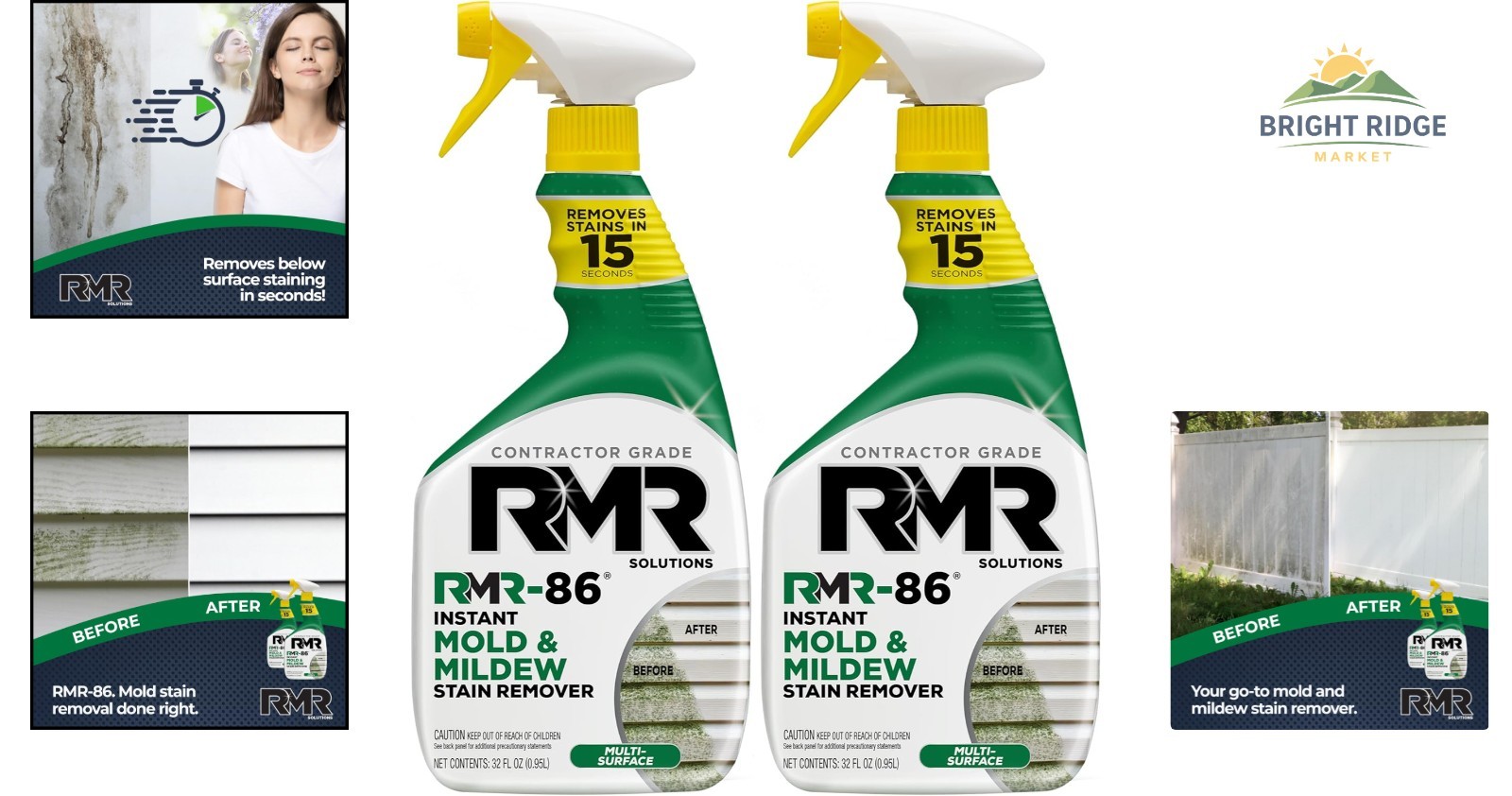 Scrub-Free Mold Stain Remover for Concrete, Wood, and Vinyl Surfaces, 2 Count