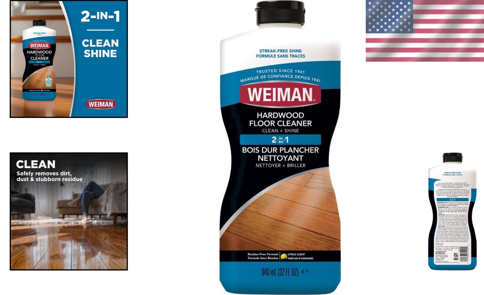 Plant-Based 32 Oz Hardwood Cleaner for Finished Floors – Streak-Free Results
