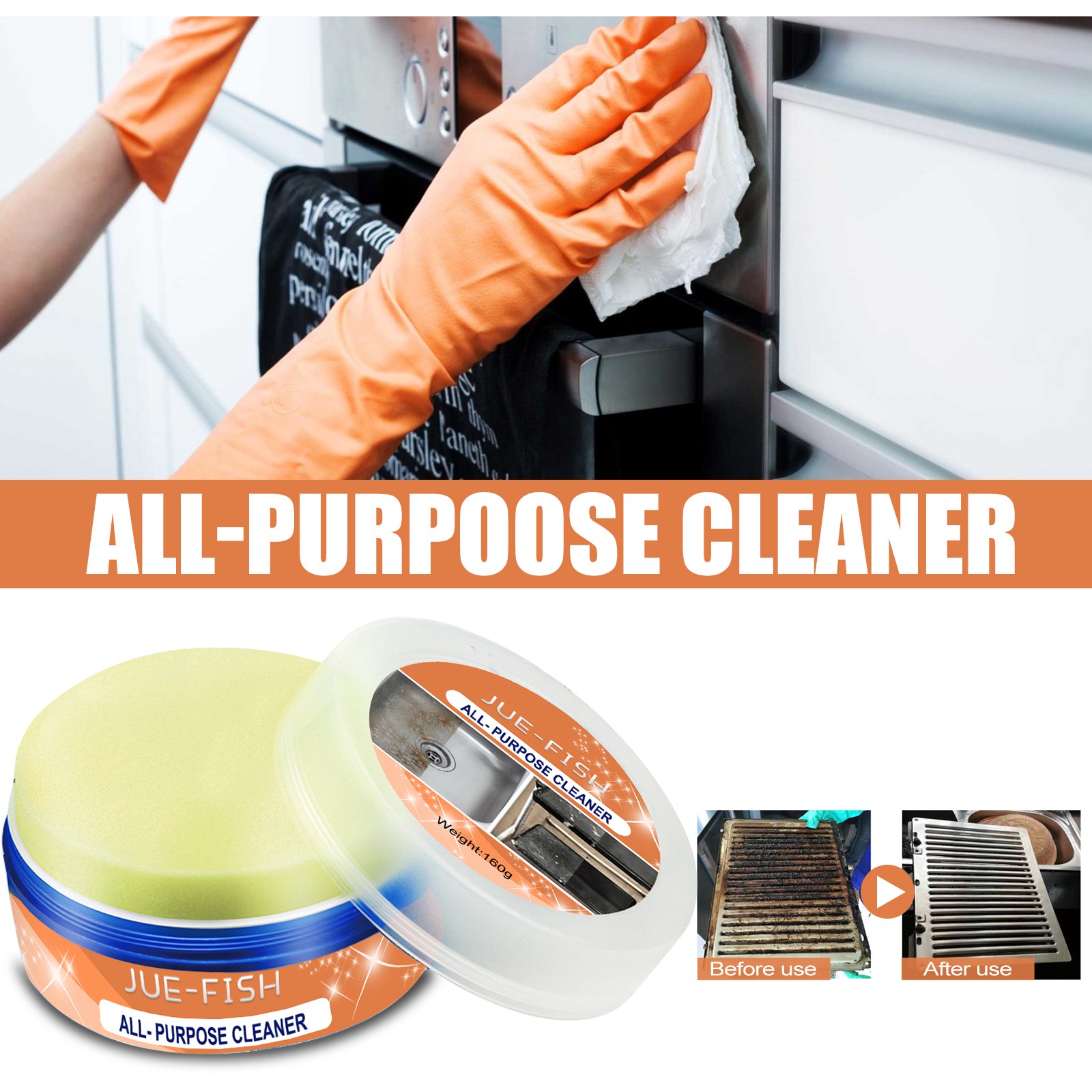 Multi-Purpose Kitchen Cleaner, Kitchen Stove Range Hood Stainless Steel Cooker G
