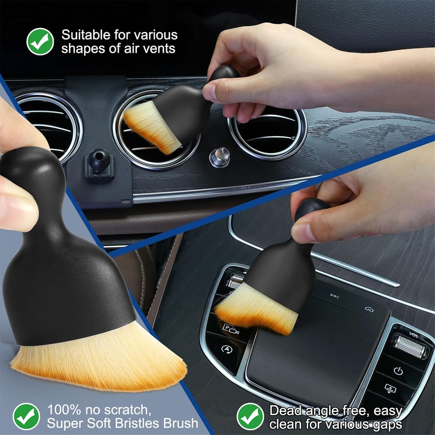 Car Interior Duster Detail Brush Cleaning Gel Kit, Soft Dash Vent Dusting Slime