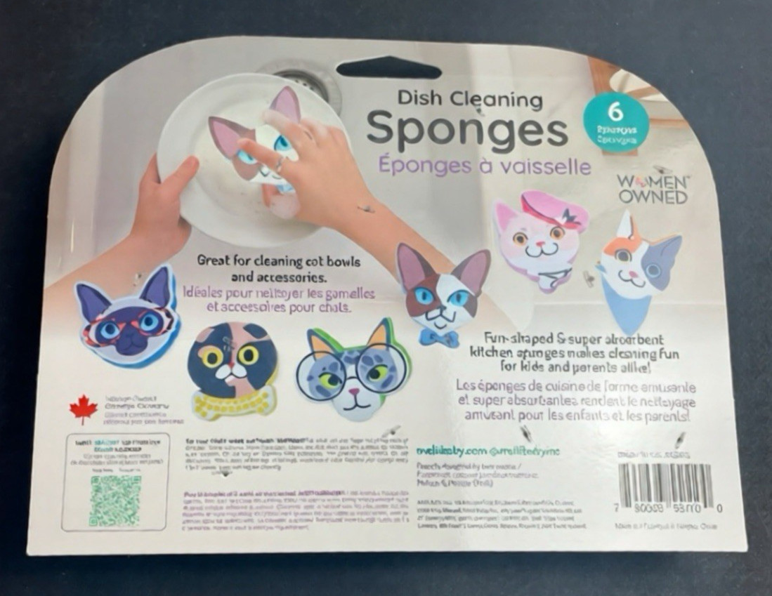 Kitchen Sponges CATS 6 PACK Reusable Scrubbing Sponge Cute Funny Cats NEW