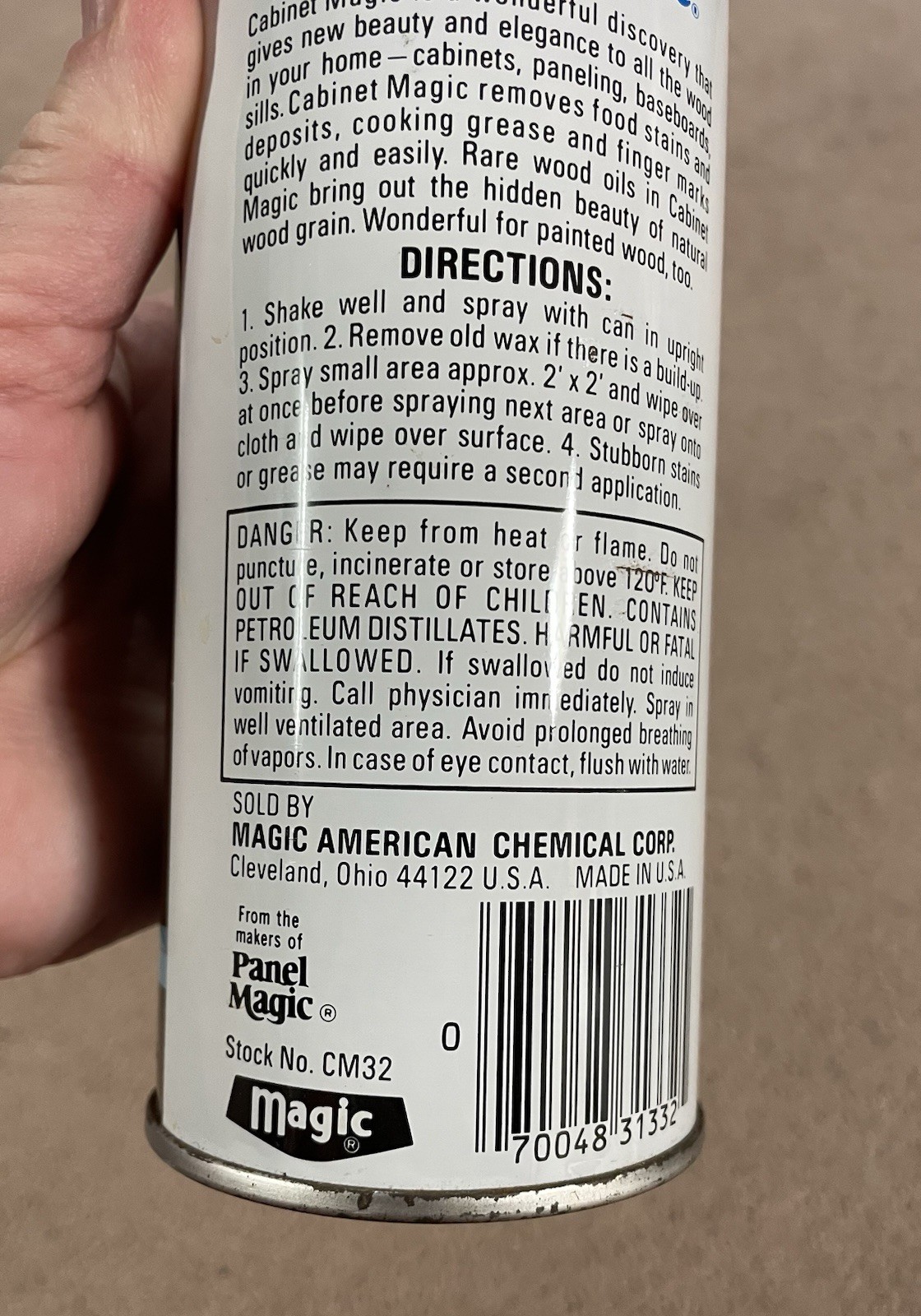 Vintage 1980 Original Cabinet Magic Cleaner 13oz For Wood Aerosol USA 1/2 Full