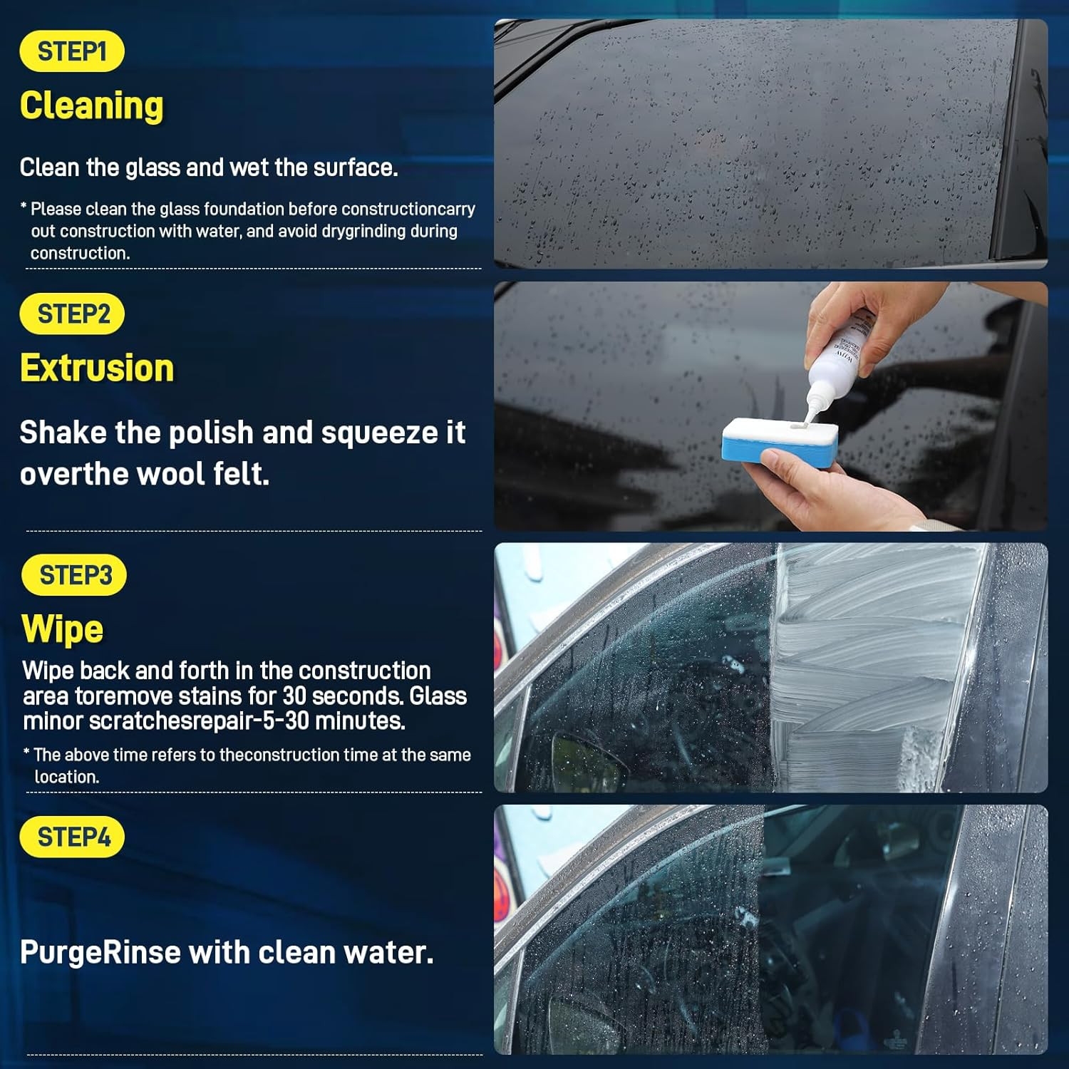 Car Glass Oil Film Remover, Nano Rare Earth Windshield Cleaner, Remove Water Spo