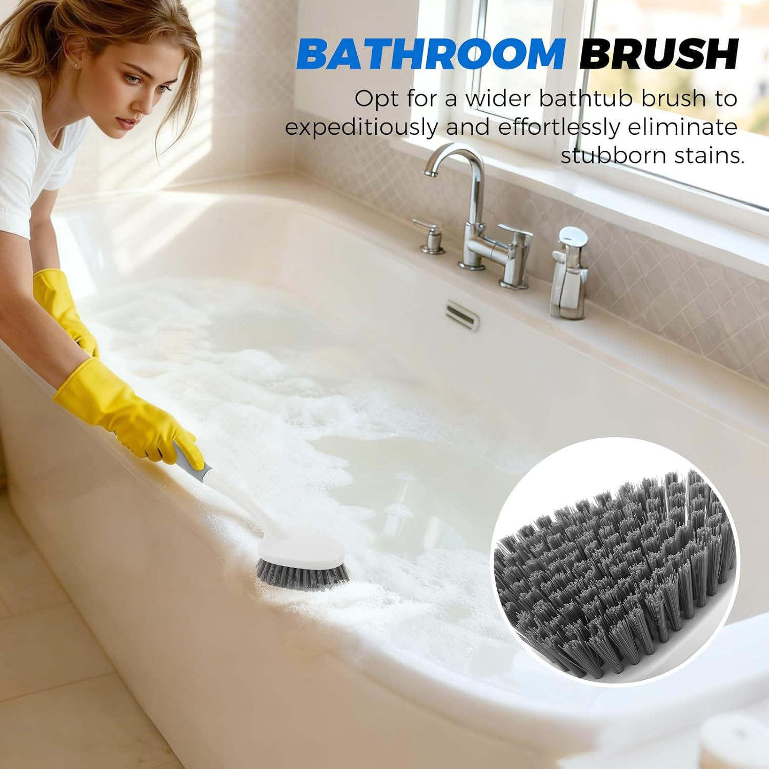 3 Pack Heavy Duty Scrub Brush Set for Household Use, Long Scrub Brush, Handheld