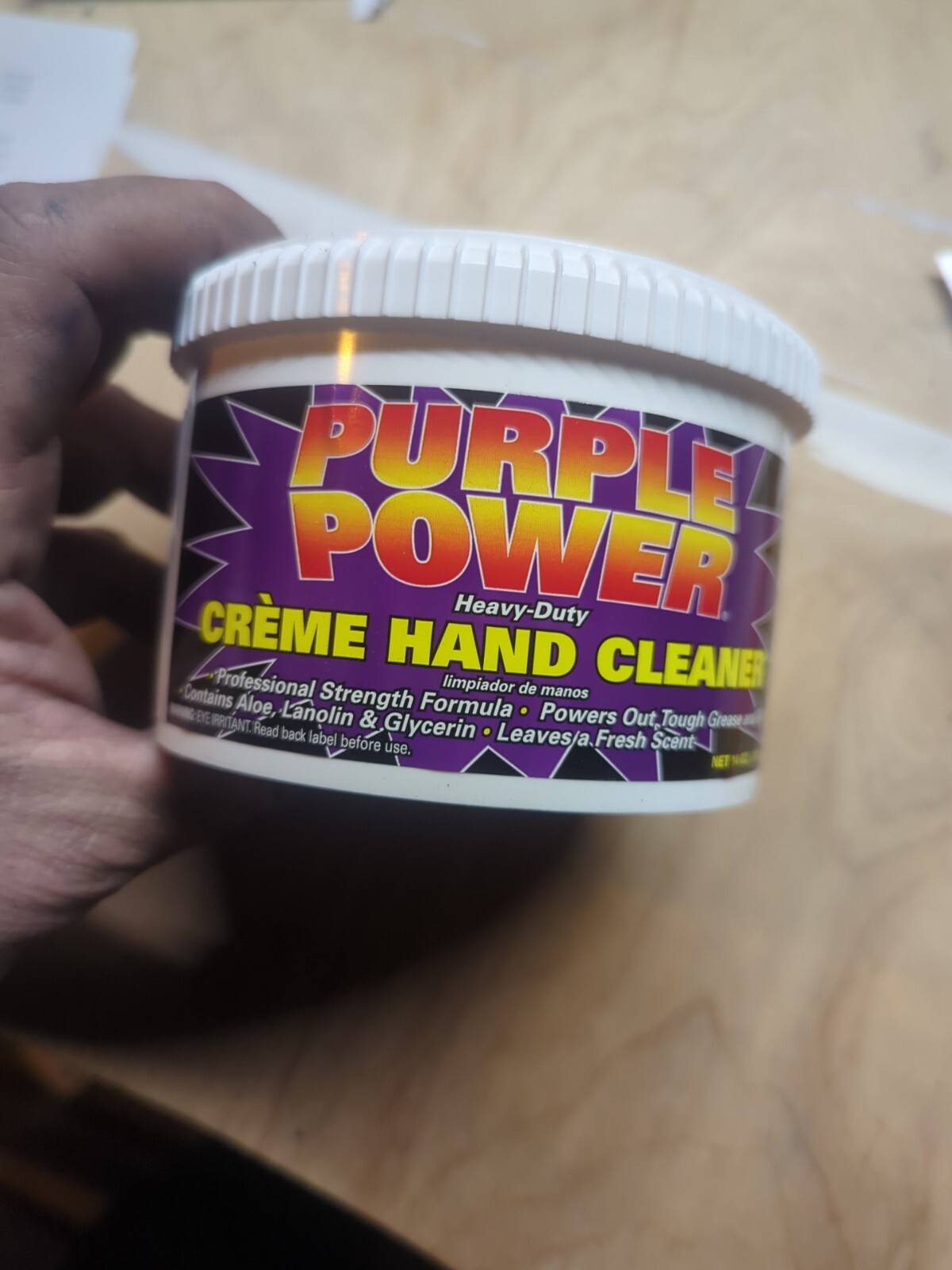 8-PURPLE POWER Heavy Duty Creme Hand Cleaner 14 oz Tub Power OutGrease and Oil –