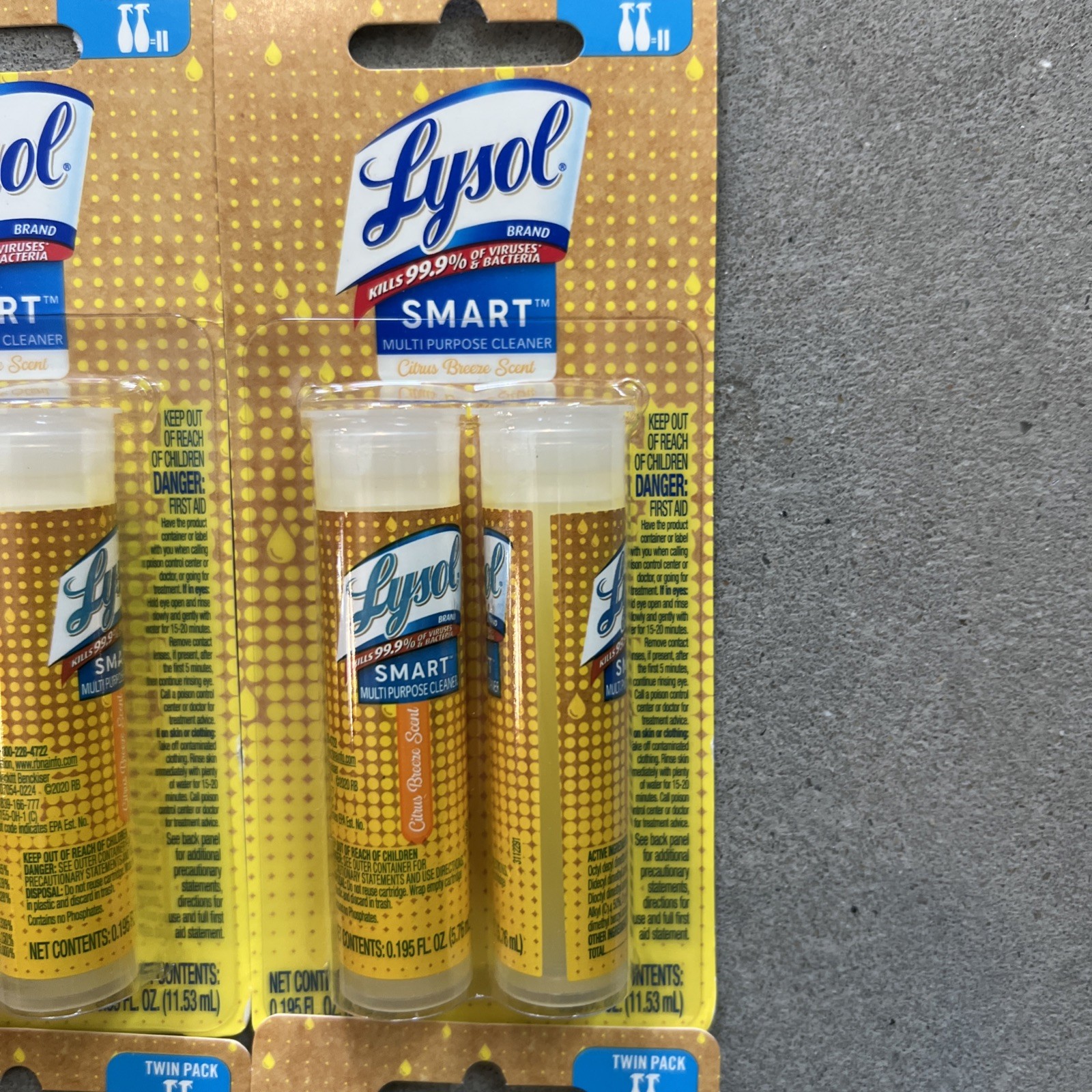 Lysol Smart Multi Purpose Cleaner Refill Citrus Breeze Scent 4 Packs Of 2 New