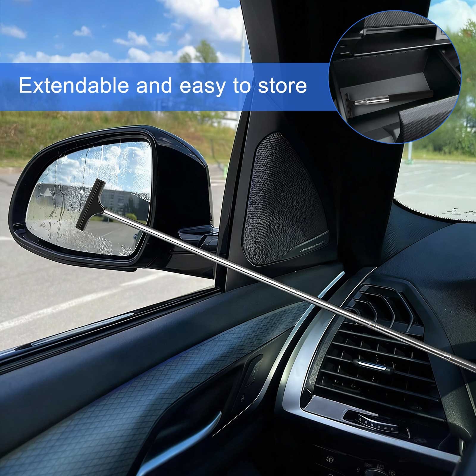 10 PCS Extendable Car Windshield Cleaning Tool Kit 180° Swivel Head w/ Pad Spray