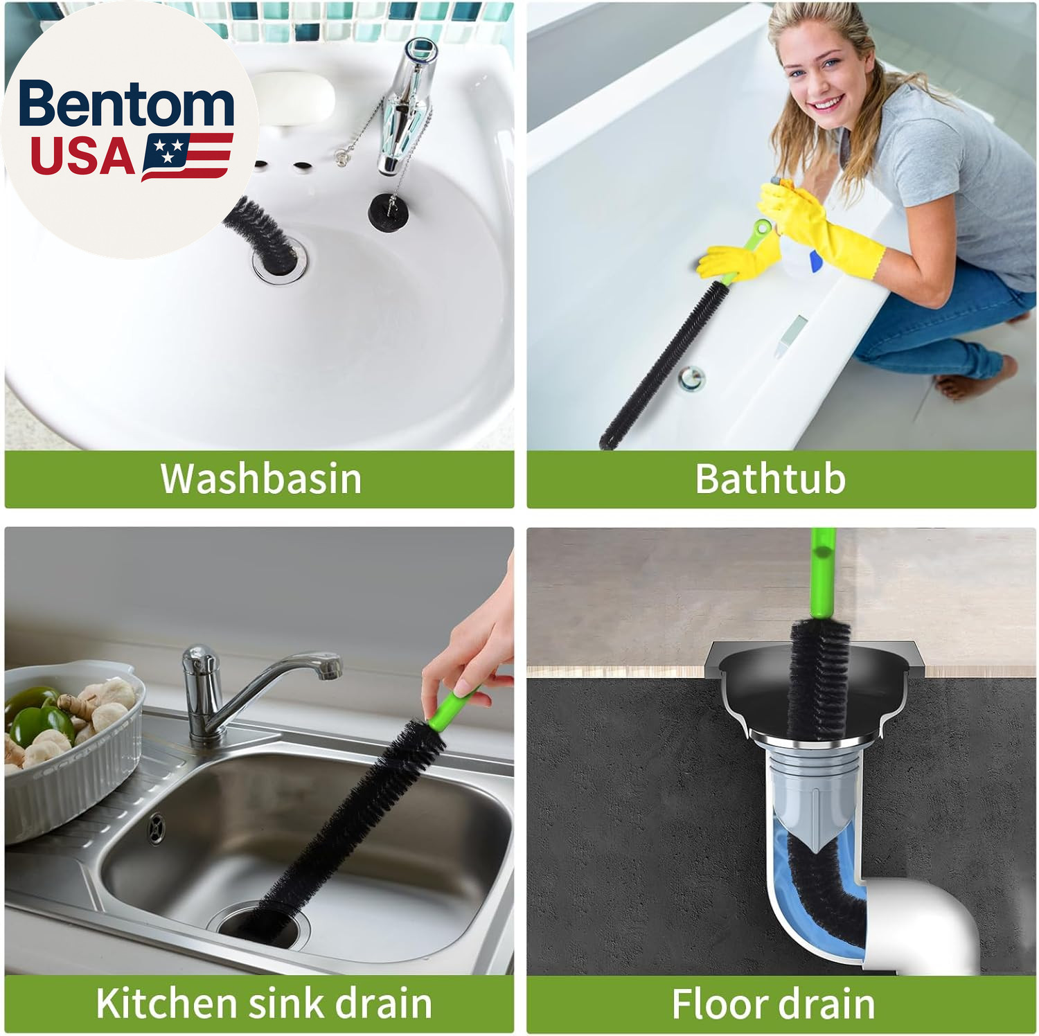 2 Pcs 17” Flexible Sink Drain Cleaner Brush Long Pipe Cleaner Brush for Cleaning