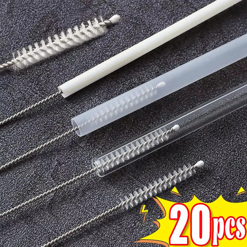 Long Straw Cleaning Brush Kit Reusable Tube Pipe Cleaner Nylon Stainless Steel H