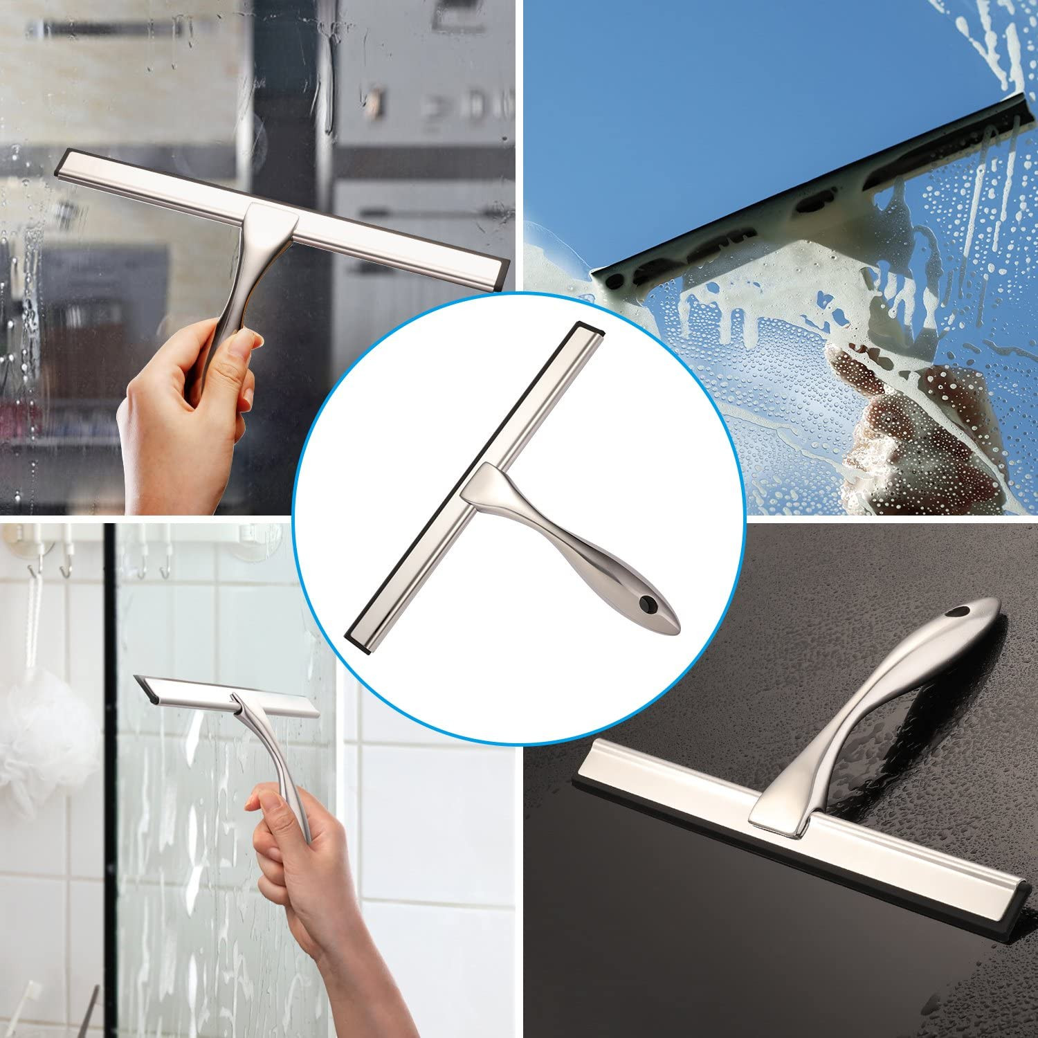 All-Purpose Shower Squeegee for Shower Doors, Bathroom, Window and Car Glass – S
