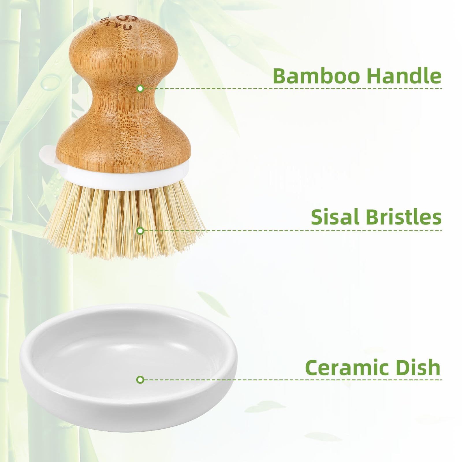 Bamboo Dish Brush Kitchen Dish Scrubber Brush Natural Wooden Dishwashing Brush F