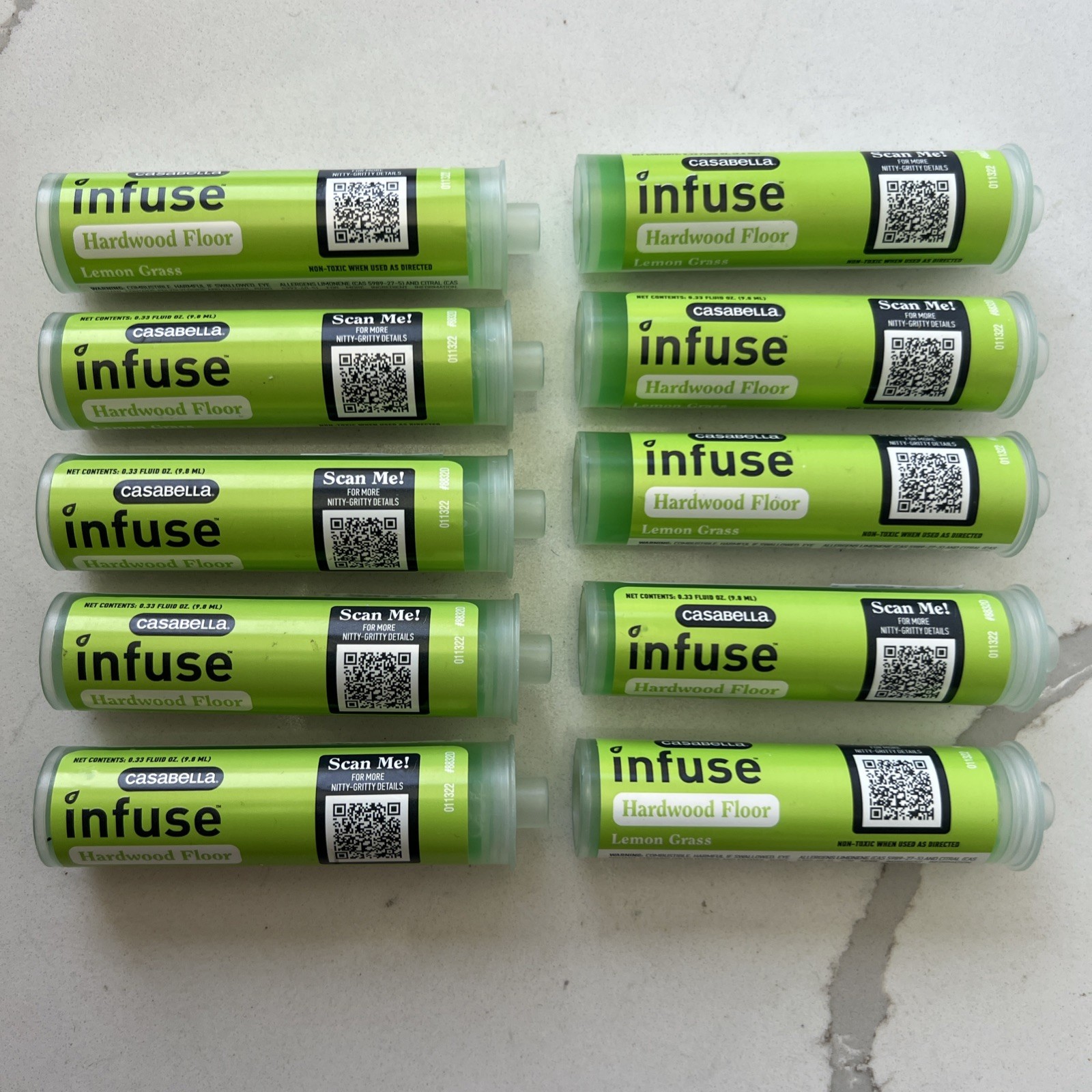Casabella Infuse Hardwood Floor Cleaner Lot of 10 Lemon Grass 0.33oz Each