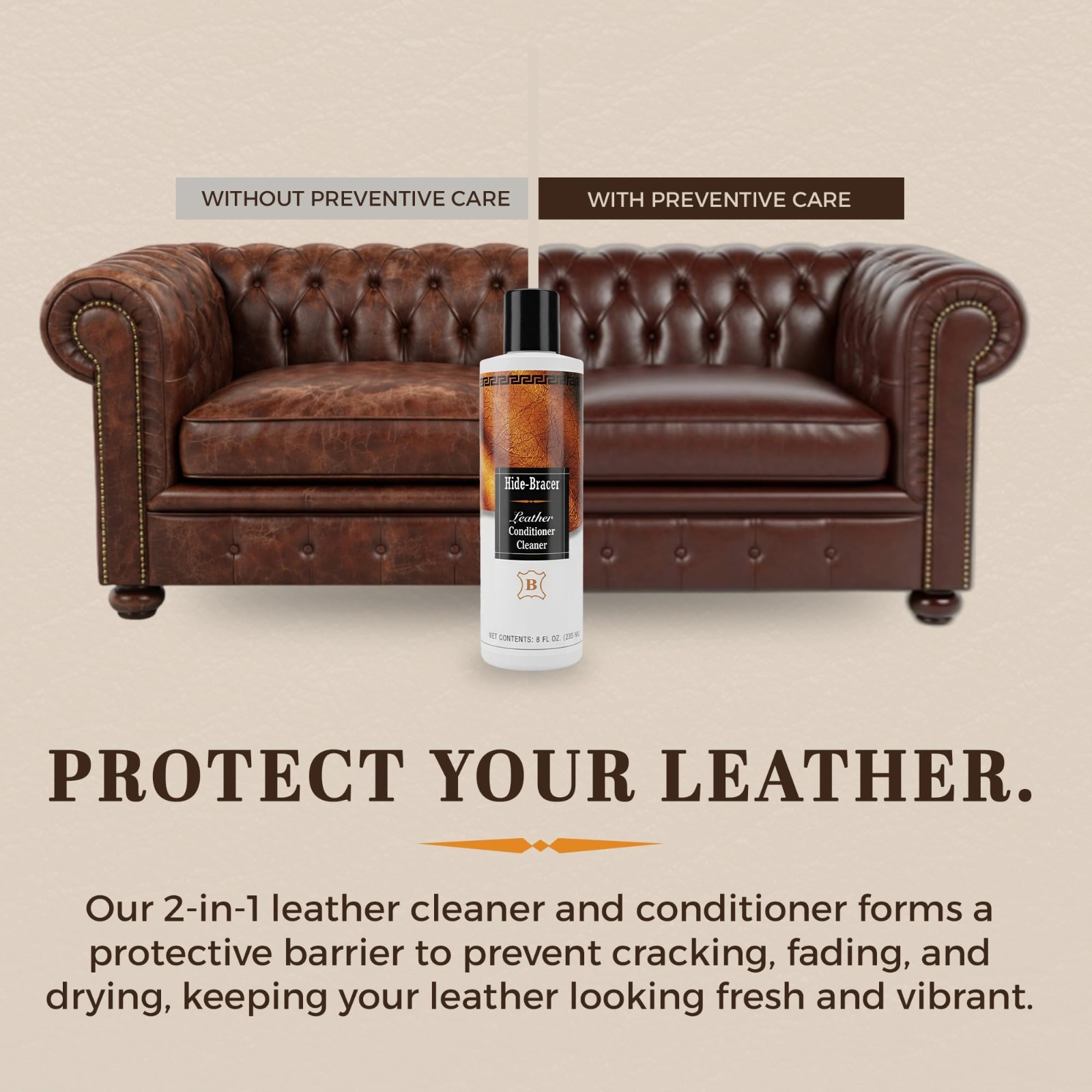Leather Cleaner & Conditioner 8oz | Cleans, Protects & Conditions Leather | Prev