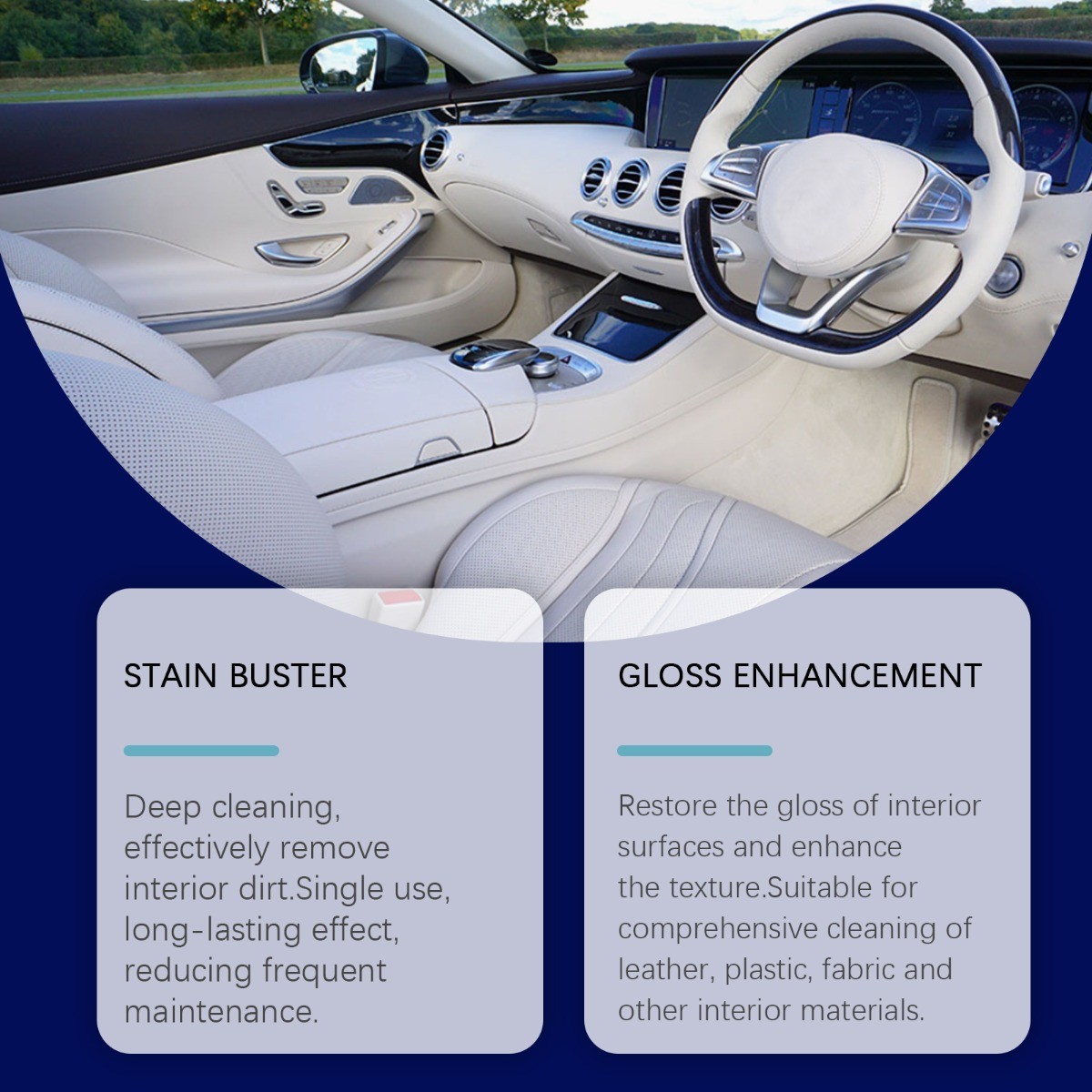 Car Interior Foam Cleaner Multipurpose for Leather Plastic Fabric Deep Clean