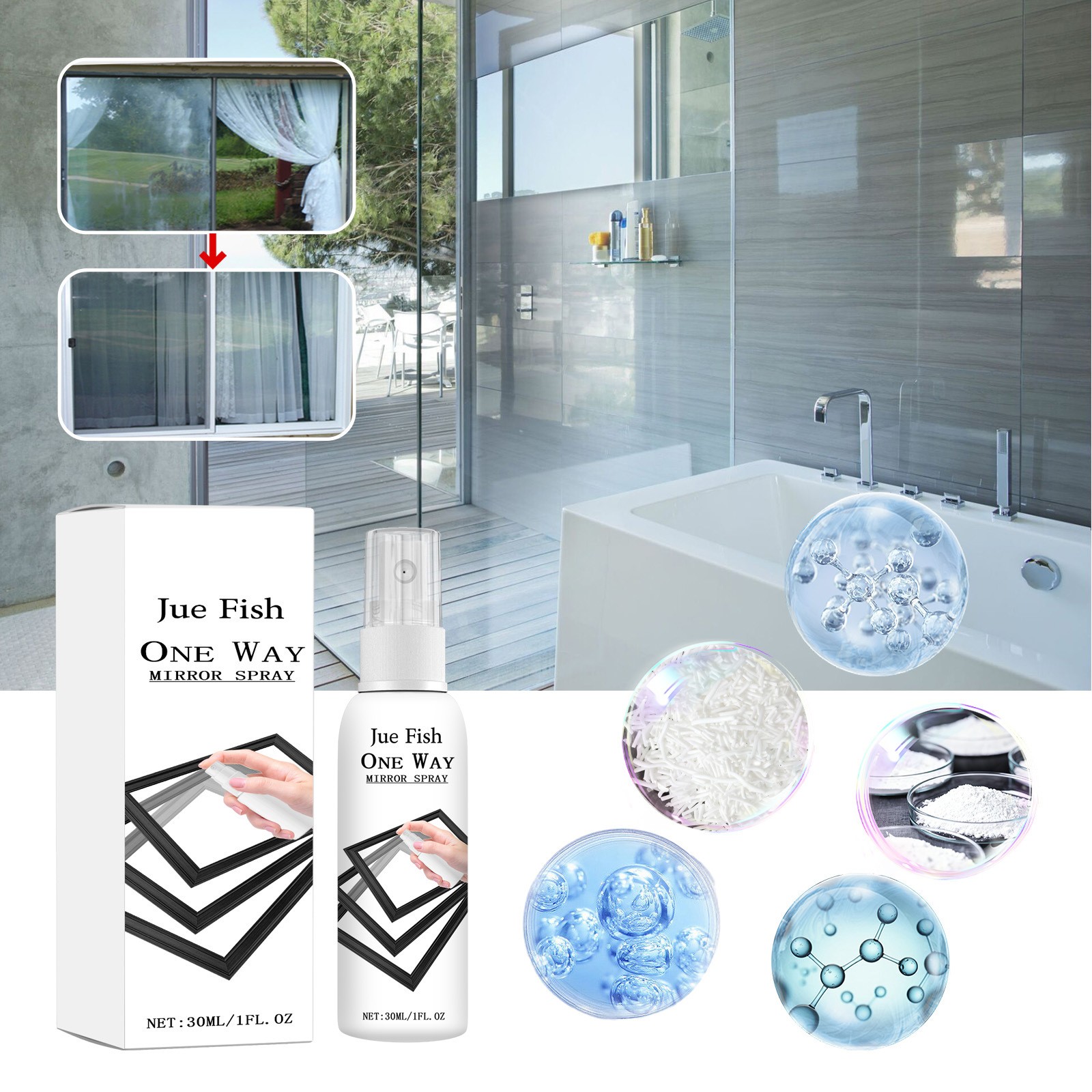 Reflective Window Spray, Window Spray for Home and Car, Glass Reflective Coating