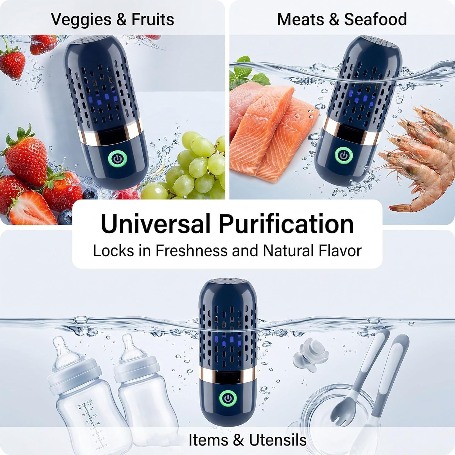 2 Pack Portable Fruit and Vegetable Cleaner Rechargeable Produce Purifier