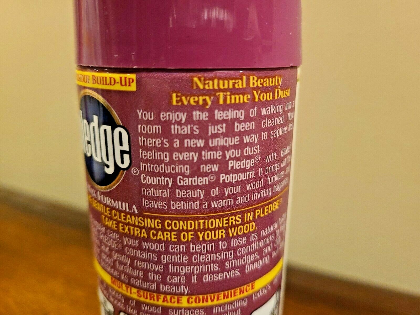 Vintage PLEDGE with GLADE COUNTRY GARDEN FURNITURE Polish Spray 1998 7 oz NOS