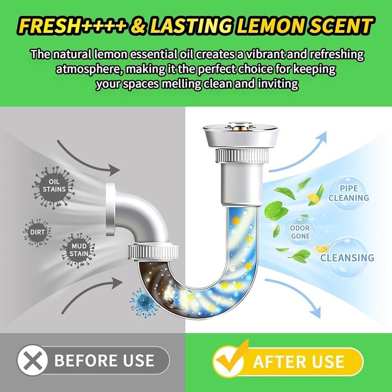 Garbage Disposal Cleaner Capsules Lemon Deodorizer Safe Natural Kitchen Sink New