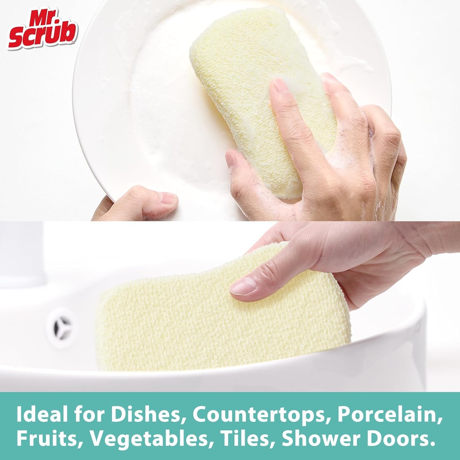 Mr. Scrub Sponges Kitchen Scrub Dish Sponge Scouring Pad, 6 Pack Cleaning Brush