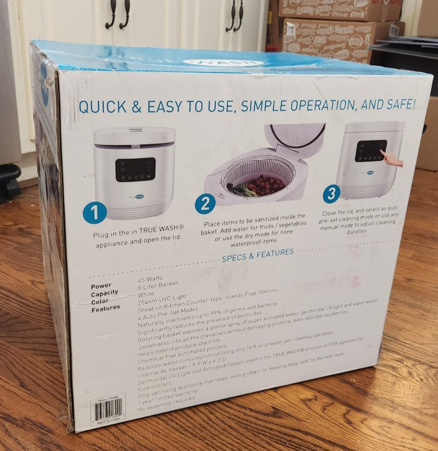 TrueWash Total Clean Machine Sanitizer UV-Activated Oxygen Sterilizer TW988