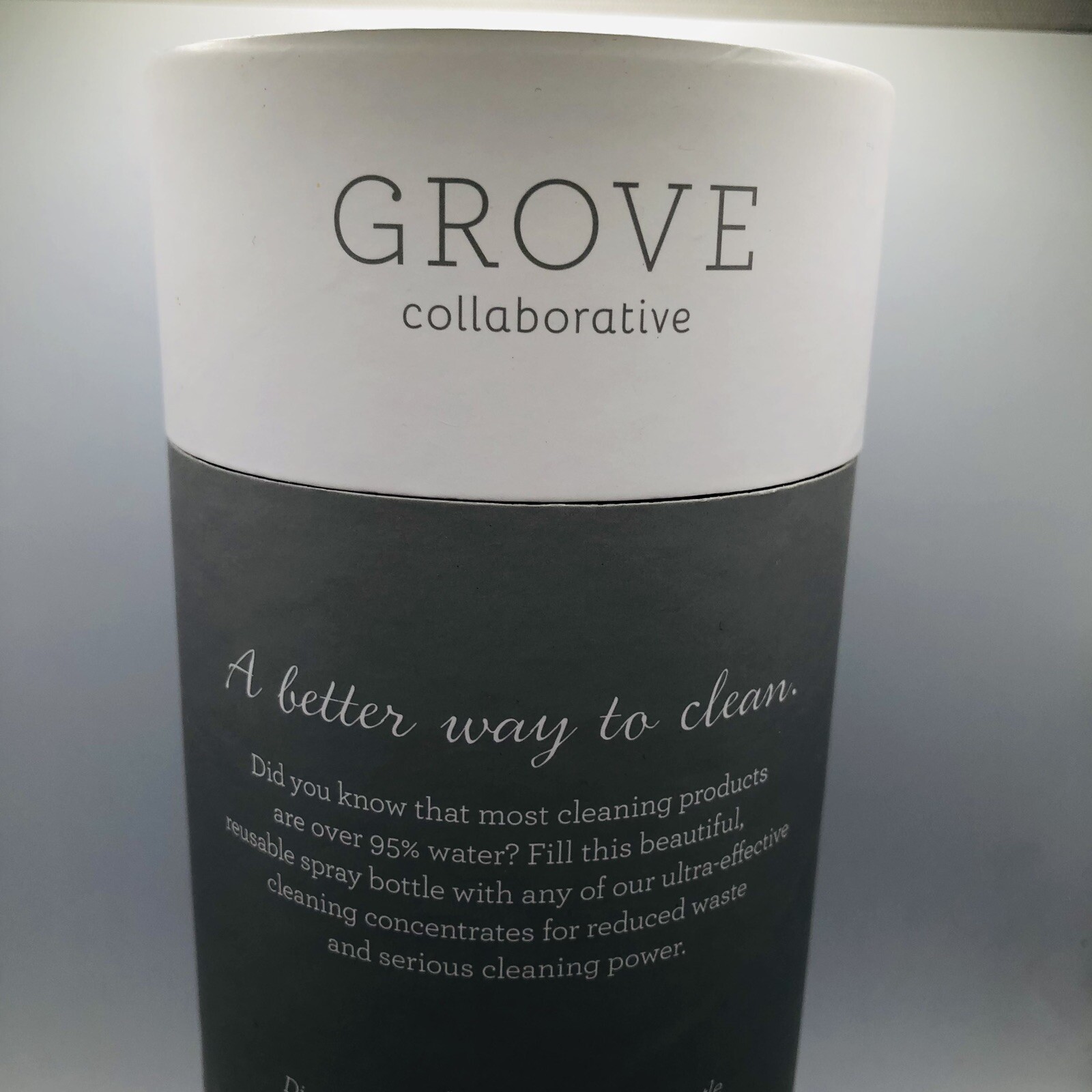 Grove Collaborative 16 oz Glass Spray Bottle With Silicone Light Gray Sleeve New