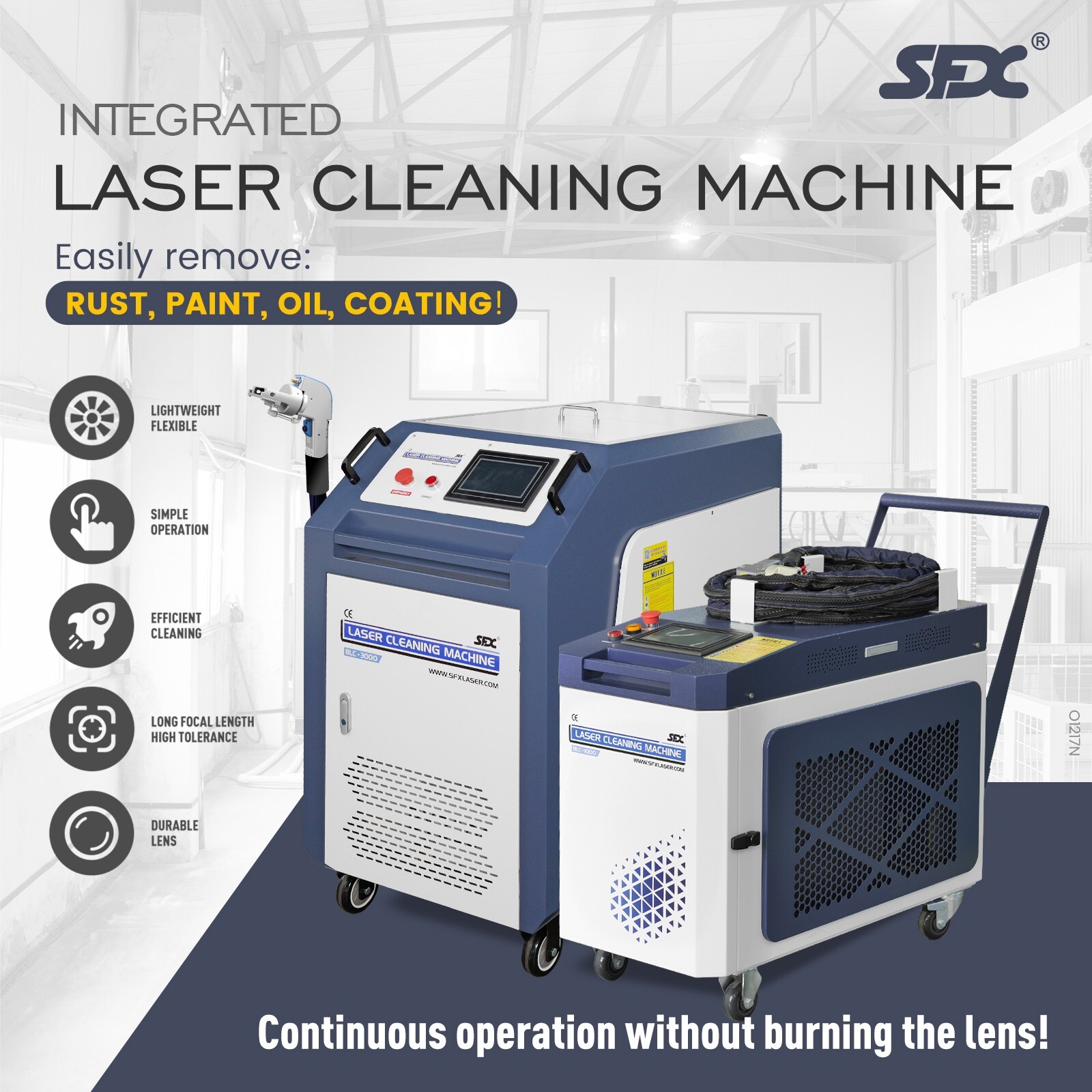 SFX3000W Laser Cleaning Machine MAX Laser Rust Removal with 20M Cable for Oil