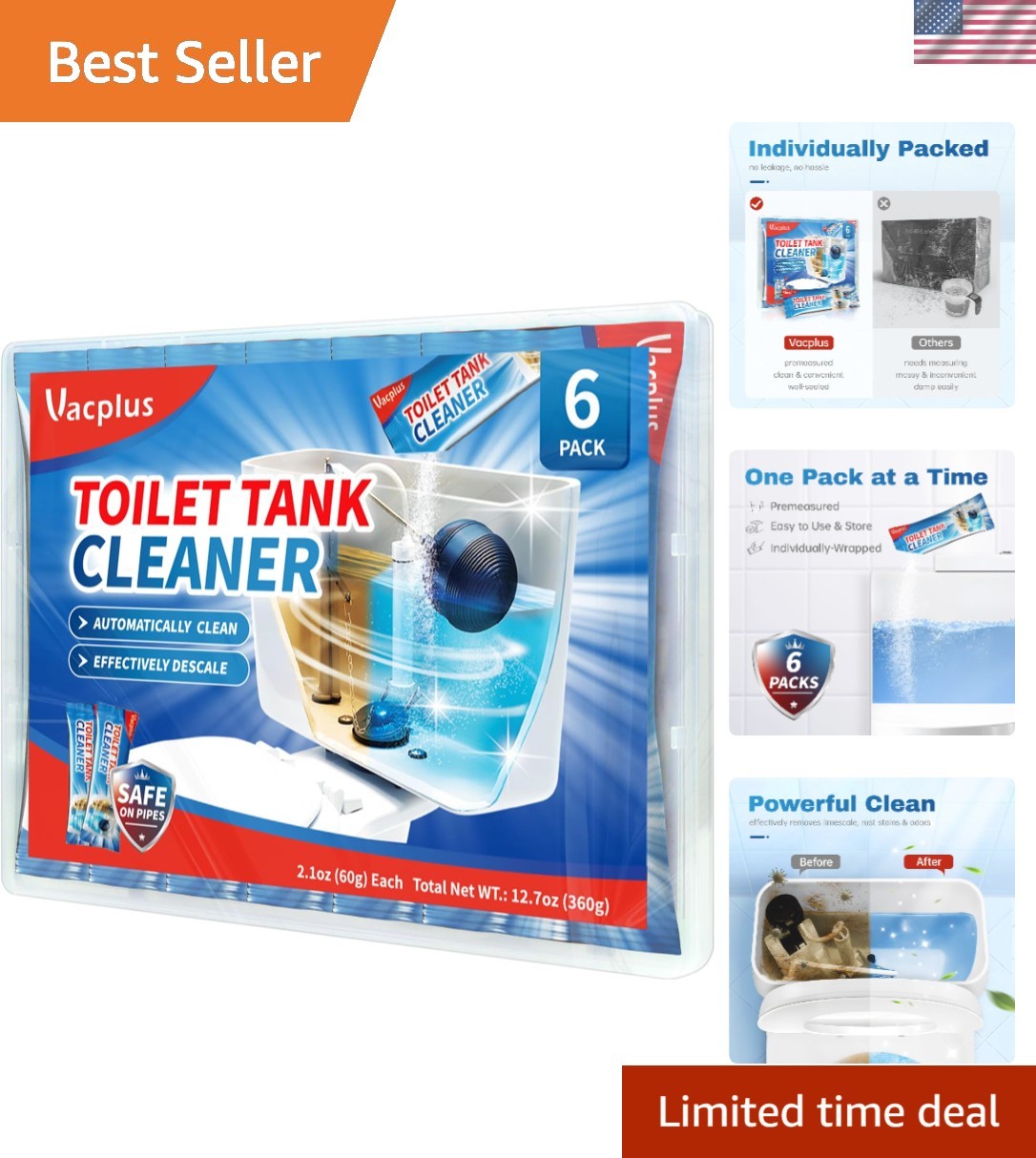 Toilet Tank Cleaner Tablets, Automatic Descaler, Mold Rust Remover | 6 Pack, …