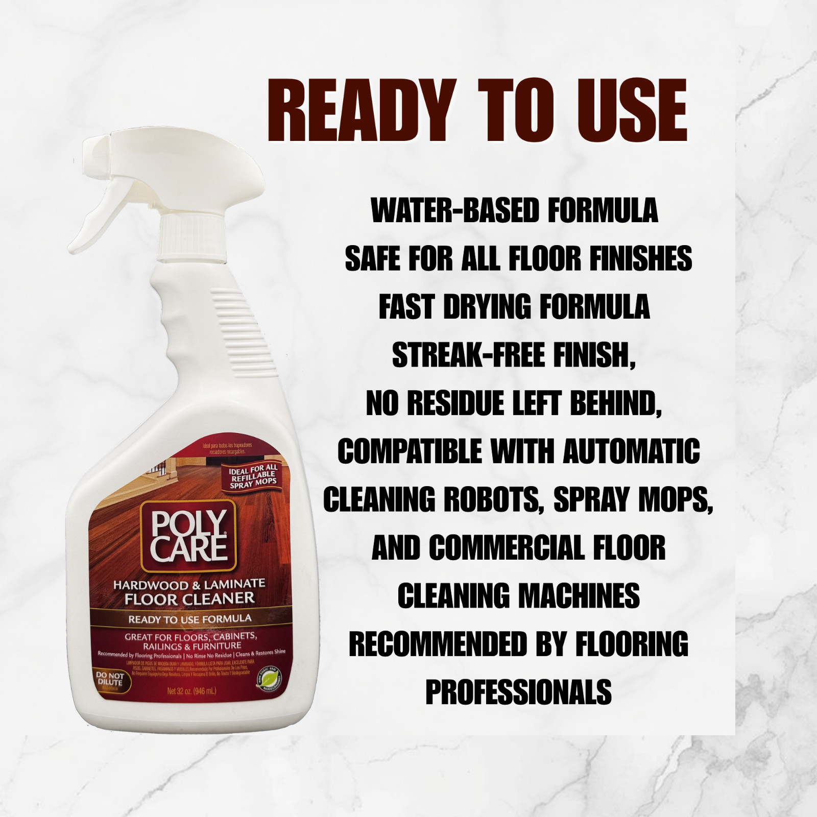 PolyCare Hardwood & Laminate Floor Cleaner Ready To Use 32oz. Spray.