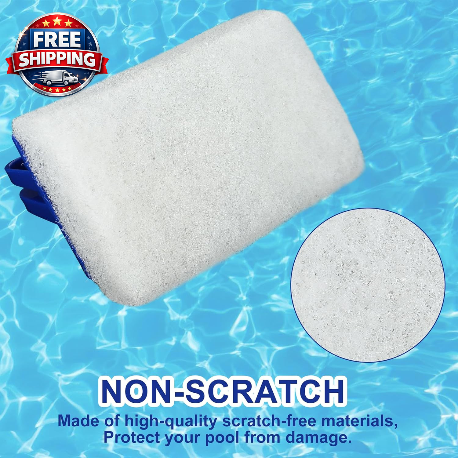 3 Pack Hand-Held Pool Scrub Brush Pool Cleaning Scrubbing Sponge Pad Bathroom Cl