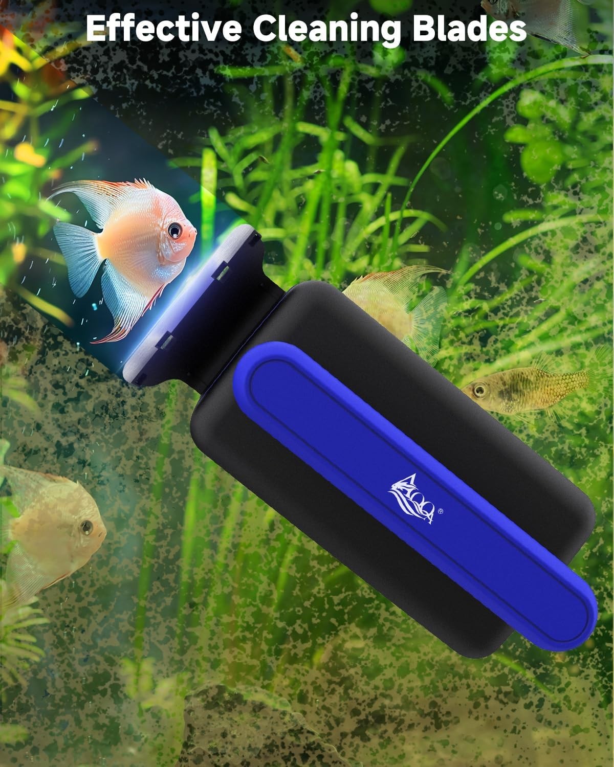 AQQA Magnetic Aquarium Fish Tank Glass Cleaner, Dual-Blades Algae Scraper Glass