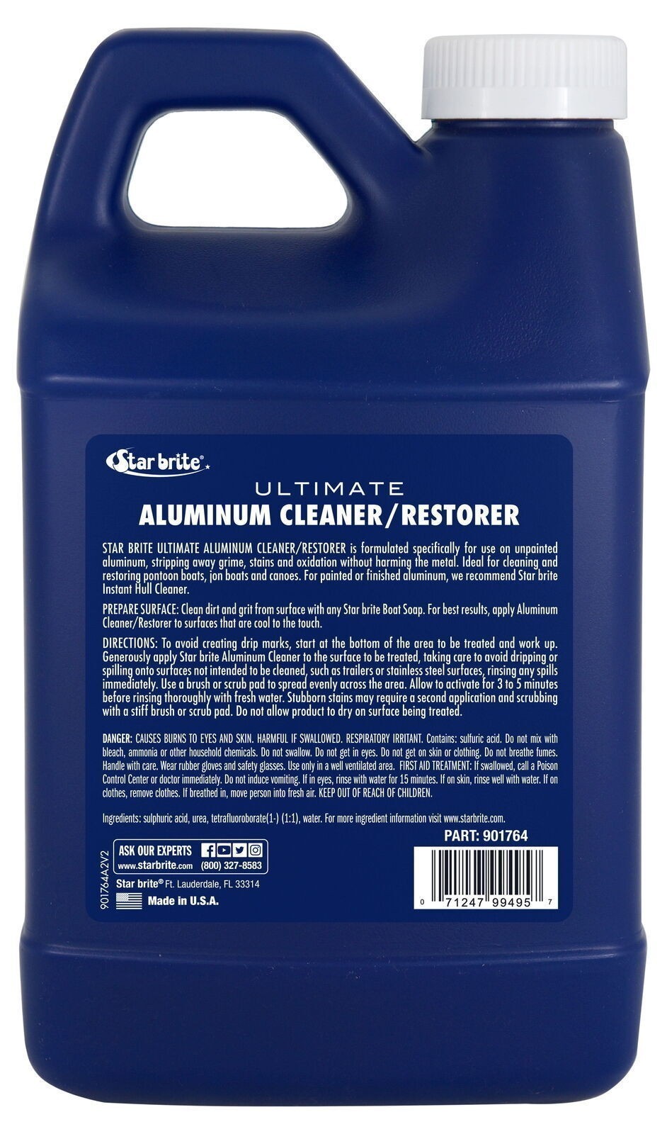Aluminum Cleaner 64oz Pontoon Boats Canoe Stains Dull Surf Restorer W/Sprayer