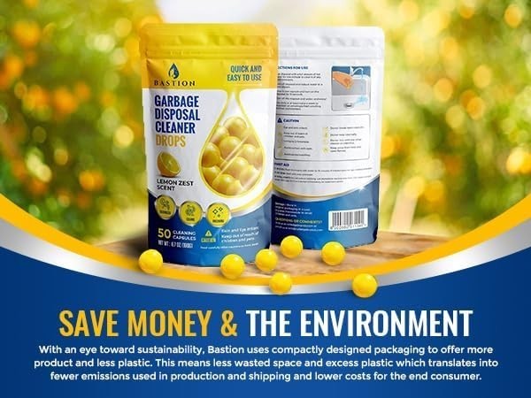 Garbage Disposal Cleaner & Deodorizer Drops- [[50-Count]] Lemon Zest Scented